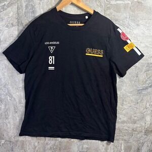 Guess black t-shirt with yellow and white accents. Mens Size: XL #streetwear